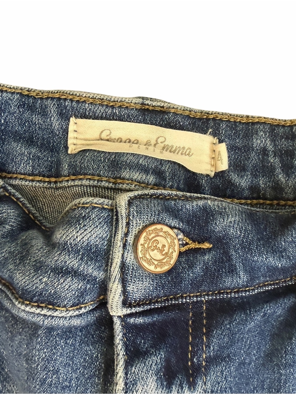 Blue Women's Flare Jeans with Frayed Hem - Picture 7 of 8
